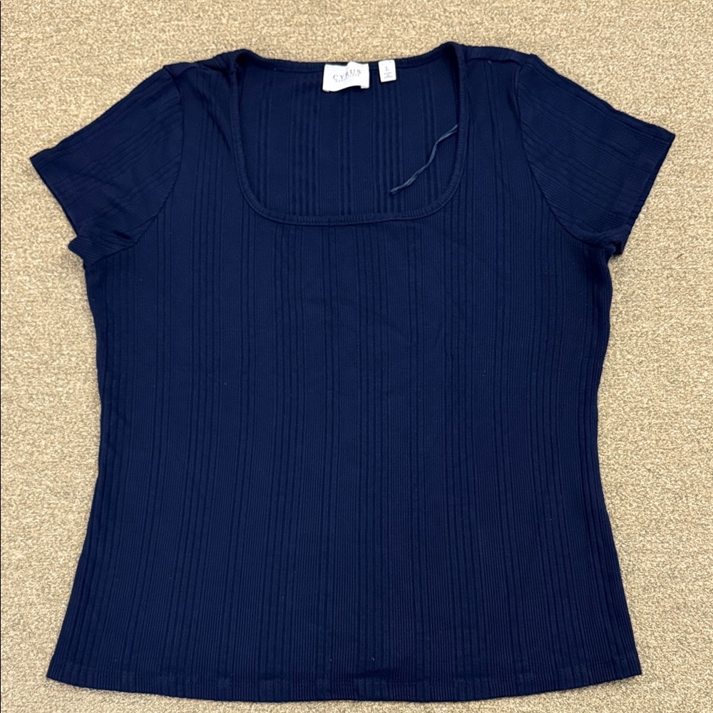 Cyrus Navy Short Sleeve Top Size L